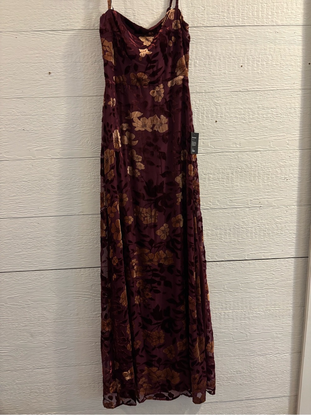 NEW LULUS Effortless Celebration Burgundy Floral Burnout A-Line Maxi Dress